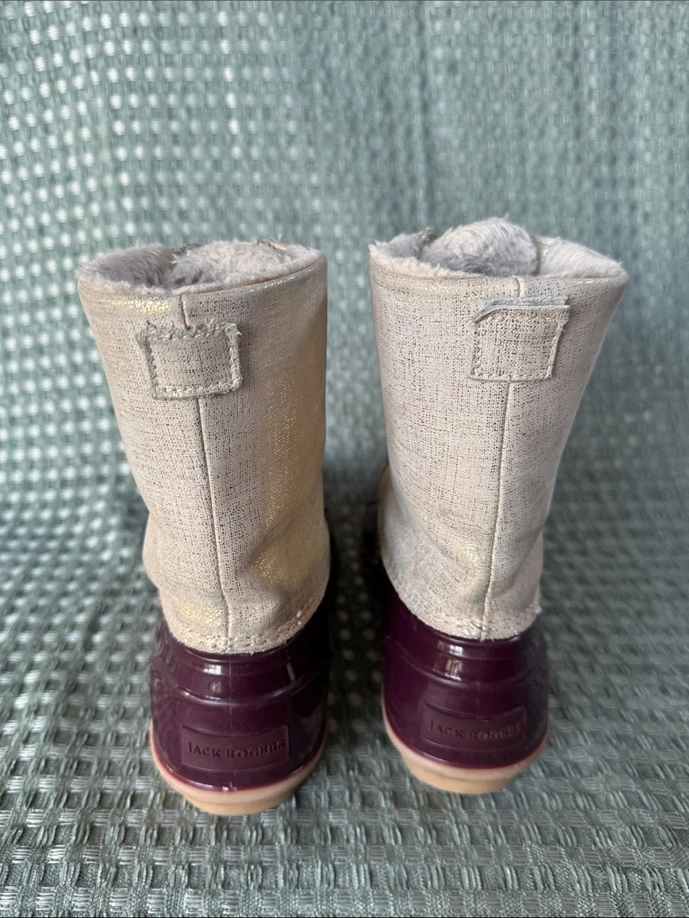 Jack Rogers Chloe Women's Burgundy and Cream Lace-Up Duck Boots Size 8